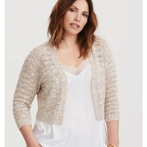 Torrid Ivory & Natural Pointelle Knit Shrug